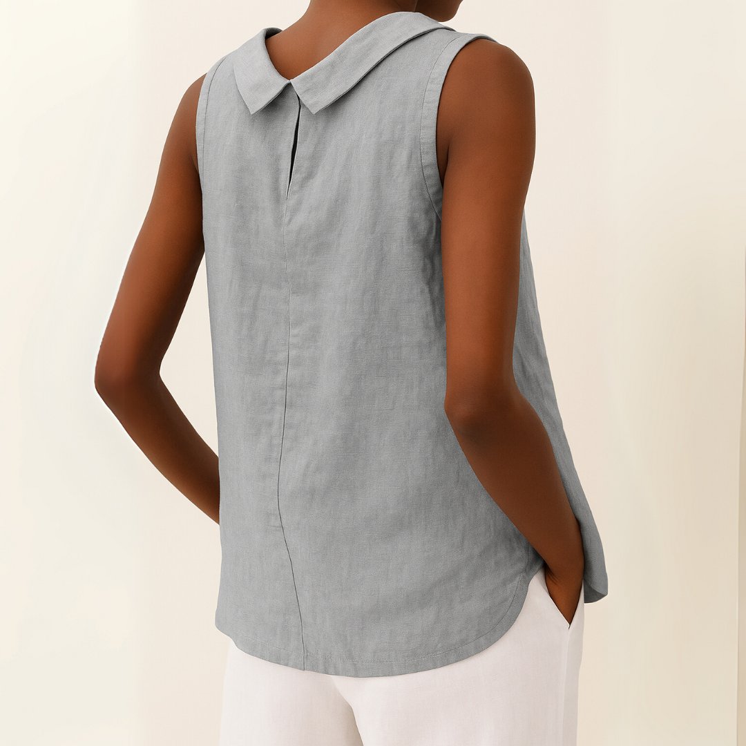 Ivy | Women's Roll Neck Sleeveless Linen Blouse