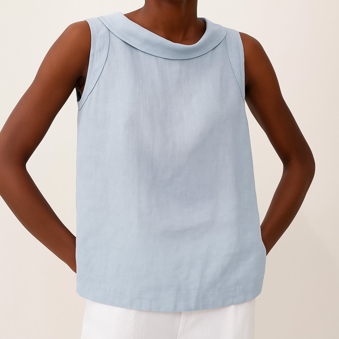 Ivy | Women's Roll Neck Sleeveless Linen Blouse