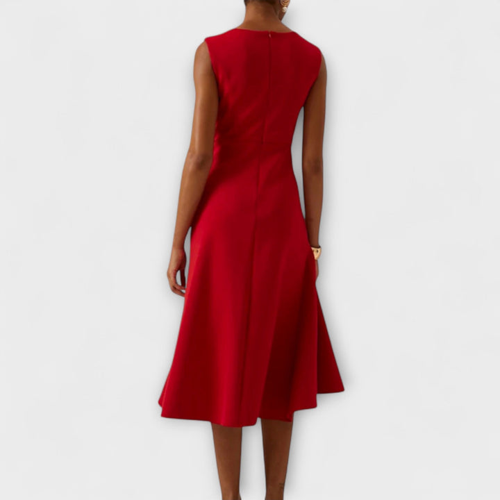 Amelia | Women's Sleeveless Asymmetric Pleated Midi Dress