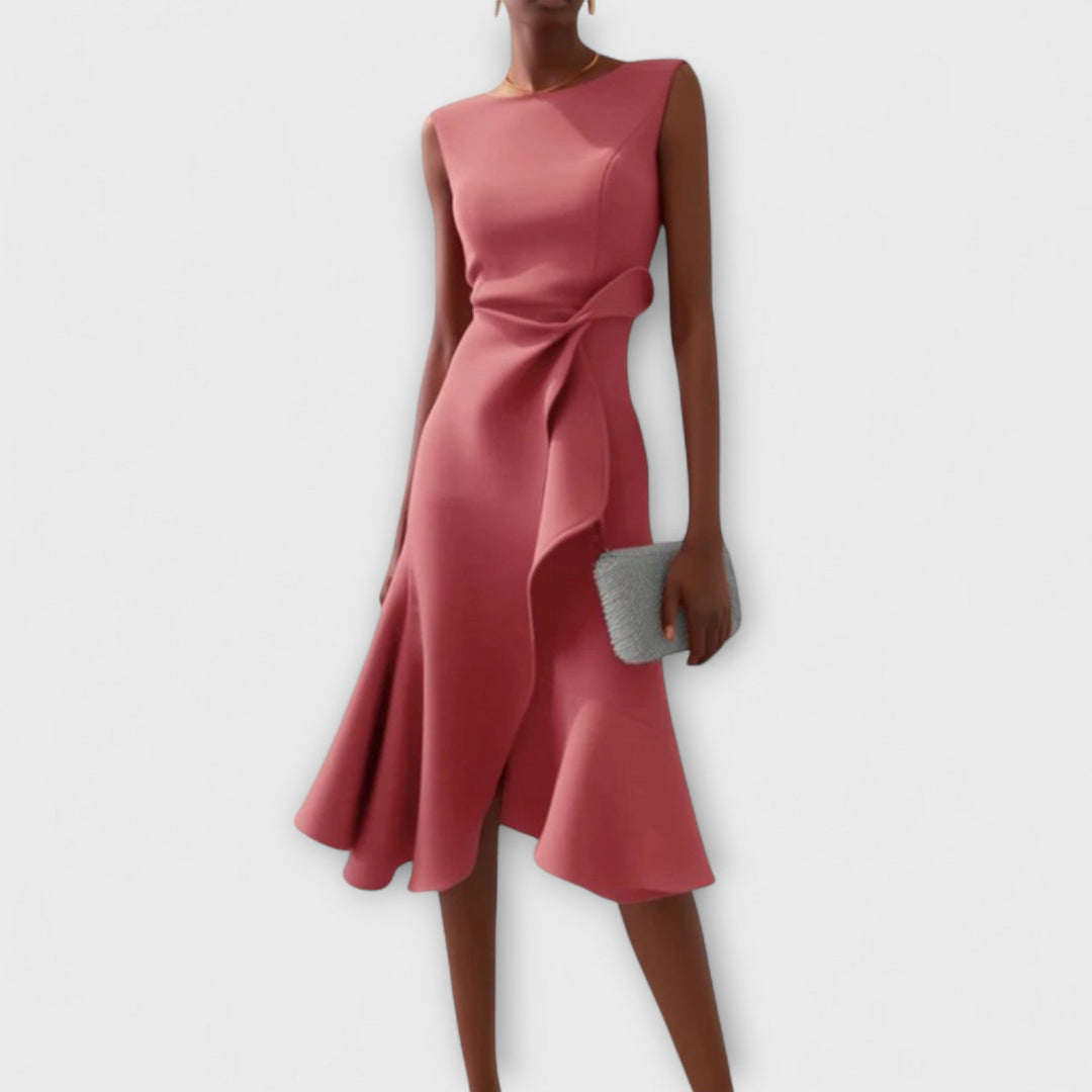 Amelia | Women's Sleeveless Asymmetric Pleated Midi Dress
